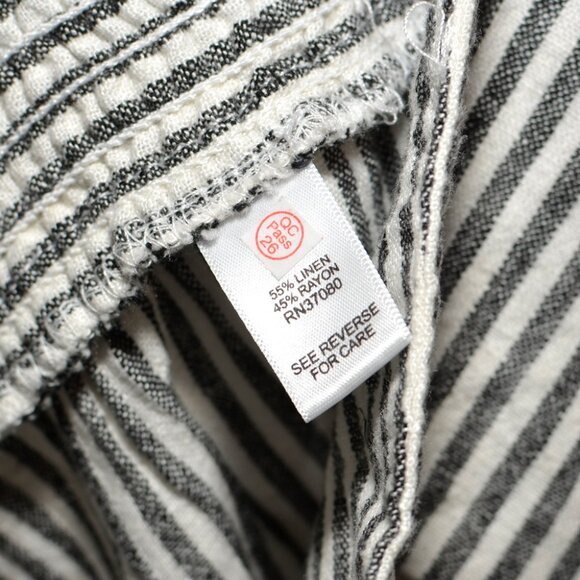 Plus Size 22/24 Cato Wide Leg Black & White Stripe Linen Stretch Waist Pants - Picture 10 of 12